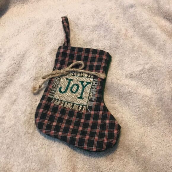 NWT Plaid Christmas Joy Mini Stocking Green Xmas Decor - Picture 16 of 16